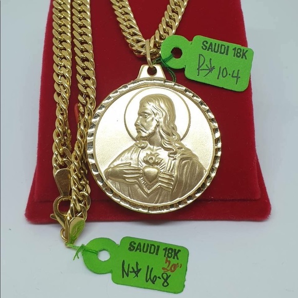 18k Solid Yellow Gold Necklace and Pendant - Picture 1 of 6